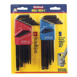 Eklind Standard and Metric Ball-End Hex Key Wrench Set, 22-Piece 13222