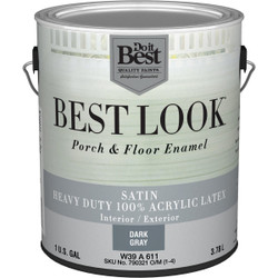 Best Look 1 Gal. Dark Gray Heavy-Duty Acrylic Latex Satin Porch & Floor Enamel