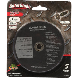 Gator Blade Type 1 4 In. x 1/16 In. x 3/8 In. Metal Cut-Off Wheel (5-Pack) 9426