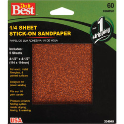 Do it Best Stick-On 60 Grit 1/4 Sheet Power Sanding Sheet (5-Pack) 334049GA