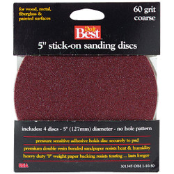 Do it Best 5 In. 60 Grit Stick-On Sanding Disc (4-Pack) 301345GA