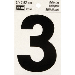 Hy-Ko Vinyl 3 In. Reflective Adhesive Number Three RV-50-3 Pack of 10