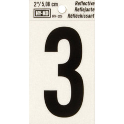 Hy-Ko Vinyl 2 In. Reflective Adhesive Number Three RV-25/3 Pack of 10