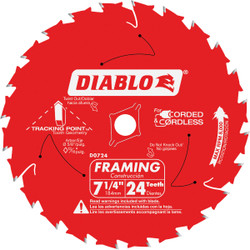 Diablo 7-1/4 In. 24-Tooth Framing Circular Saw Blade, Bulk D0724A Pack of 10