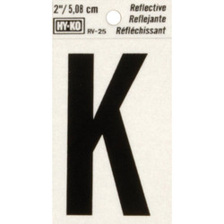Hy-Ko Vinyl 2 In. Reflective Adhesive Letter, K RV-25/K Pack of 10