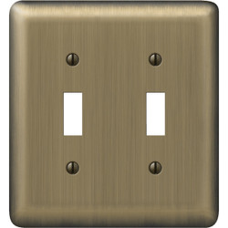 Amerelle 2-Gang Stamped Steel Toggle Switch Wall Plate, Brushed Brass 154TT