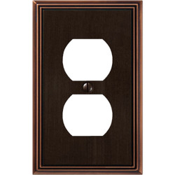 Amerelle Metro Line 1-Gang Cast Metal Outlet Wall Plate, Aged Bronze 77DDB