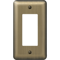 Amerelle 1-Gang Stamped Steel Rocker Decorator Wall Plate, Brushed Brass 154R