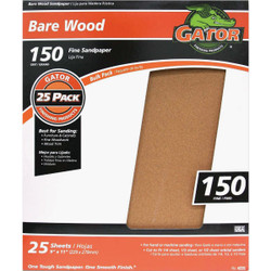 Gator Bare Wood 9 In. x 11 In. 150 Grit Fine Sandpaper (25-Pack) 4225