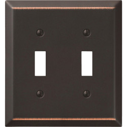 Amerelle 2-Gang Stamped Steel Toggle Switch Wall Plate, Aged Bronze 163TTDB