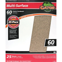 Gator Multi-Surface 9 In. x 11 In. 60 Grit Coarse Sandpaper (25-Pack) 4211GA