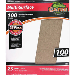 Gator Multi-Surface 9 In. x 11 In. 100 Grit Medium Sandpaper (25-Pack) 4209