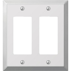 Amerelle 2-Gang Stamped Steel Rocker Decorator Wall Plate, Polished Chrome 161RR