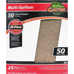 Gator Multi-Surface 9 In. x 11 In. 50 Grit Coarse Sandpaper (25-Pack) 4212