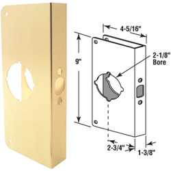 Defender Security 1-3/8 In. x 2-3/4 In. Brass Door Reinforcer U 9549