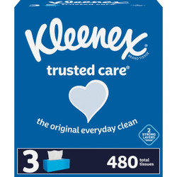 Kleenex Trusted Care 160 Count 2-Ply White Facial Tissue (3-Pack) Pack of 12