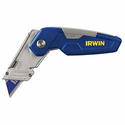 Irwin Folding Utility Knife,6-1/8 in,Blue/Gray 1858319
