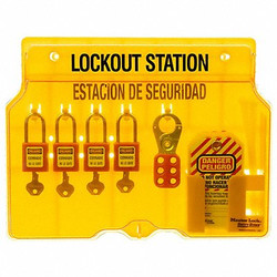 Master Lock Lockout Station,Filled,4 Locks,Keyed Dff 1482BP410ES