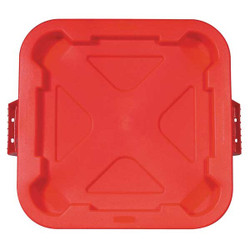 Rubbermaid Commercial Trash Can Top,Flat,Snap-On Closure,Red  FG352900RED