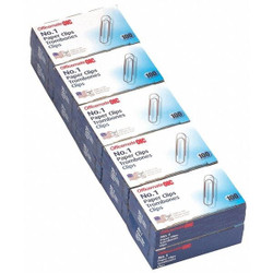 Officemate Paper Clips,No. 1,Silver,Steel,PK1000  99911