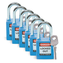 Brady LO Padlock,Blue,1-3/4"H,PK6  51344