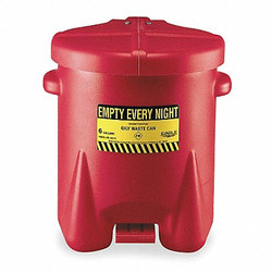 Eagle Mfg Oily Waste Can,6 Gal.,Poly,Red 933FL