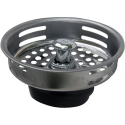 Lasco 3-3/8 In. Chrome Drop Post Style Duo Basket Strainer Stopper  03-1303