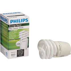 Philips Energy Saver 60W Equivalent Cool White GU24 Base Spiral CFL Light Bulb
