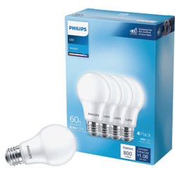 Philips 60W Equivalent Daylight A19 Medium LED Light Bulb (4-Pack) 575837