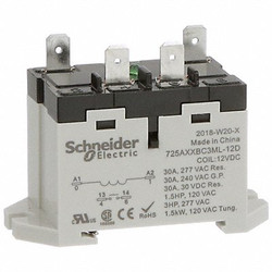 Schneider Electric Enclosed Power Relay,4 Pin,12VDC,SPST-NO  725AXXBC3ML-12D