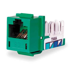 Hubbell Premise Wiring Modular Jack,0.875 in H,Green HXJ6GN