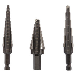 Irwin Step Drill Bit Set, 3 pcs.,Bright,HSS  10502ZR