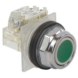 Schneider Electric Non-Illum Push Button,30mm,1NO,Green 9001KR1GH5