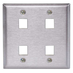 Hubbell Premise Wiring Plate,4 Ports,Gray,Wall SSF204