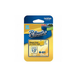 Brother Label Tape Cartridge,Blk/Gold,0.47in M831