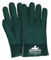 Mcr Safety Gloves,PVC,L,10 in. L,Jersey,PR,PK12  6410