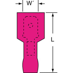 3m Male Disconnect,Red,22-18AWG,PK25 MTI18-250Q