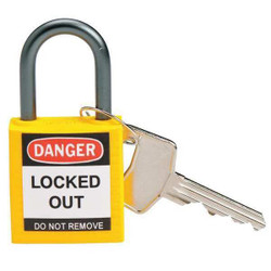 Brady Lockout Padlock,KA,Yellow,1-2/5"H,PK6 118962