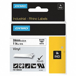 Dymo Label Tape Cartridge,Vinyl,18 ft. L,1" W 1805430