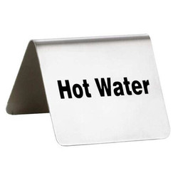 Tablecraft Hot Water Sign,2 in H,Silver  B7