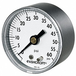 Ashcroft Gauge,Pressure,0 to 100 psi,Back,2-/12in 25W1005PH02B100#