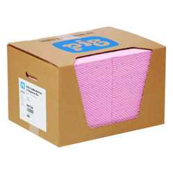 Pig Absorbent Pad,Chem/Hazmat,Pink,PK100 MAT354