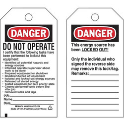 Brady Danger Tag,5-3/4 x 3 In,Cardstock,PK25 65450