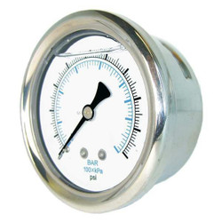 Pic Gauges Pressure Gauge,Liquid Filled,0 to 300psi PRO-202L-254H