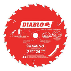 Diablo Circular Saw Blade,7 1/4 in,24 Teeth D0724X