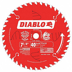 Diablo Circular Saw Blade,7 1/4 in,40 Teeth D0740X