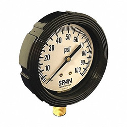Span Pressure Gauge ,3-1/2" Dial Size,Bottom LFS-220-200#/KPA-G