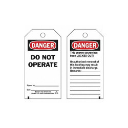 Brady Danger Tag,5-1/2inHx3inW,Poly,Brass,PK25 76224