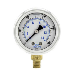 Pic Gauges Pressure Gauge,1/8 in. NPT,2 in. 201L-208G