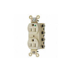 Hubbell Receptacle,Ivory,15 A,2P3W,Back,1PK SNAP8200IA